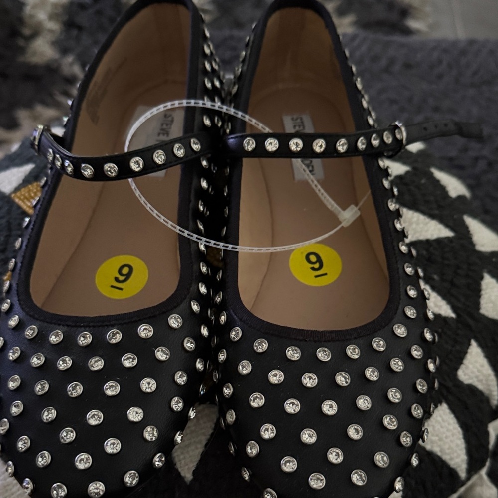 Steve Madden Black Kids Dress Shoes with Rhinestones